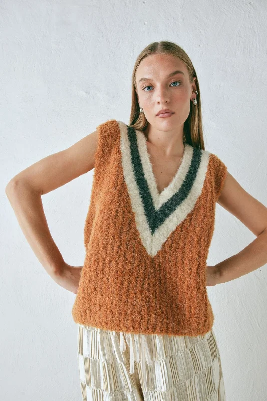 Macy Knit Vest Burnt Orange