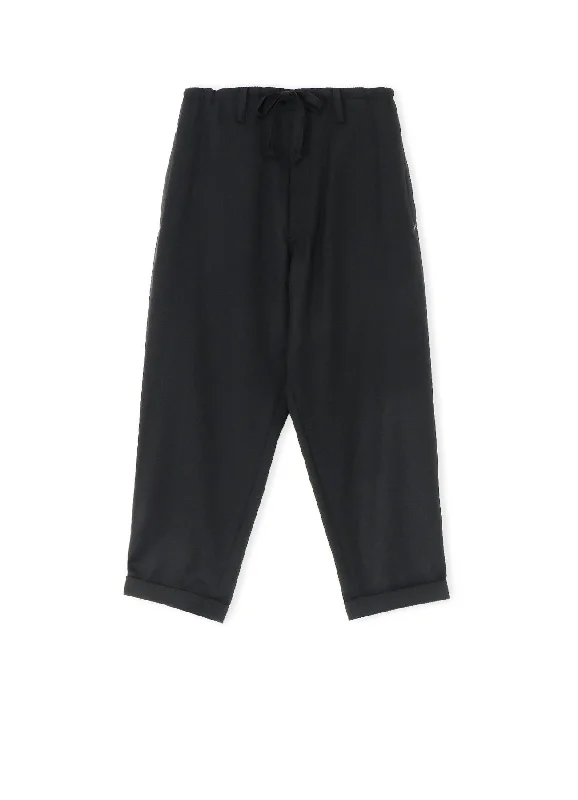 WOOL GABARDINE DRAWSTRING PANTS WITH BOX POCKET ZIG-ZAG STITCH