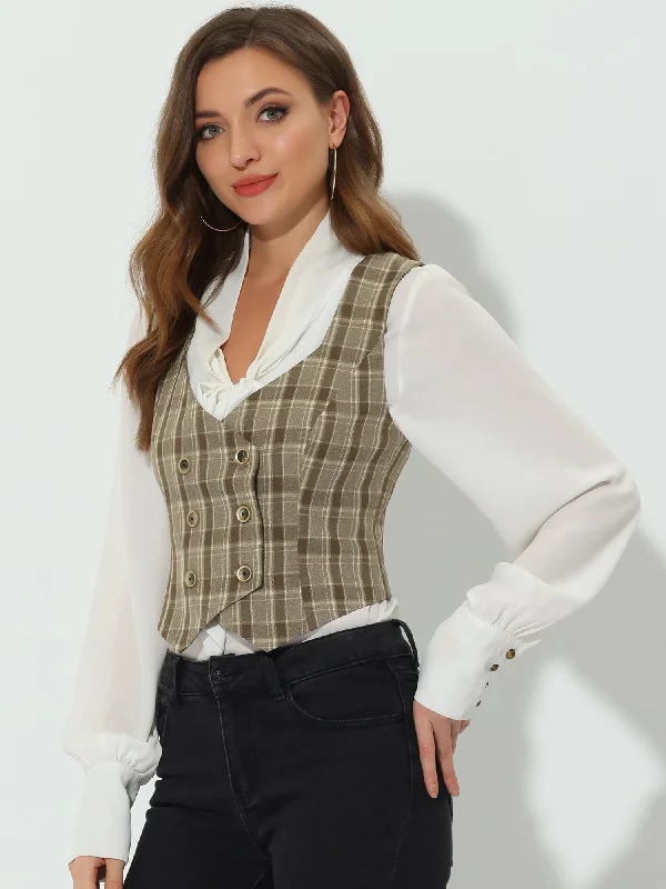 Plaid Waistcoat Racerback Vintage Steampunk Suit Vest