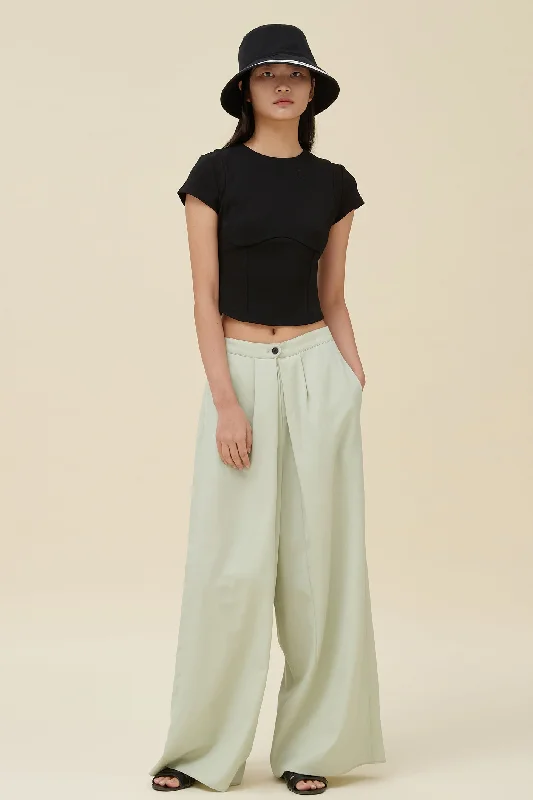 PAPER TROPICAL WOOL WIDE LEG PANTS