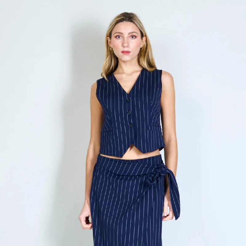 Pinstripes cropped vest wholesale