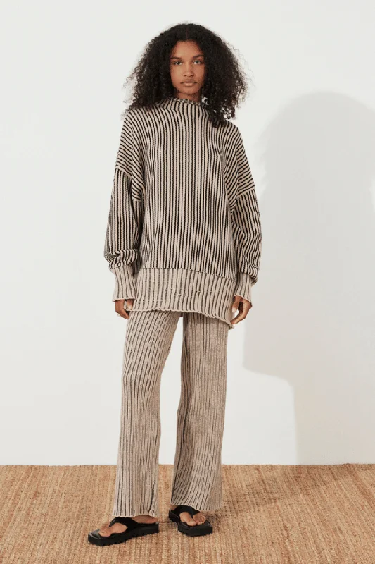 Black Stripe Chunky Knit Pant