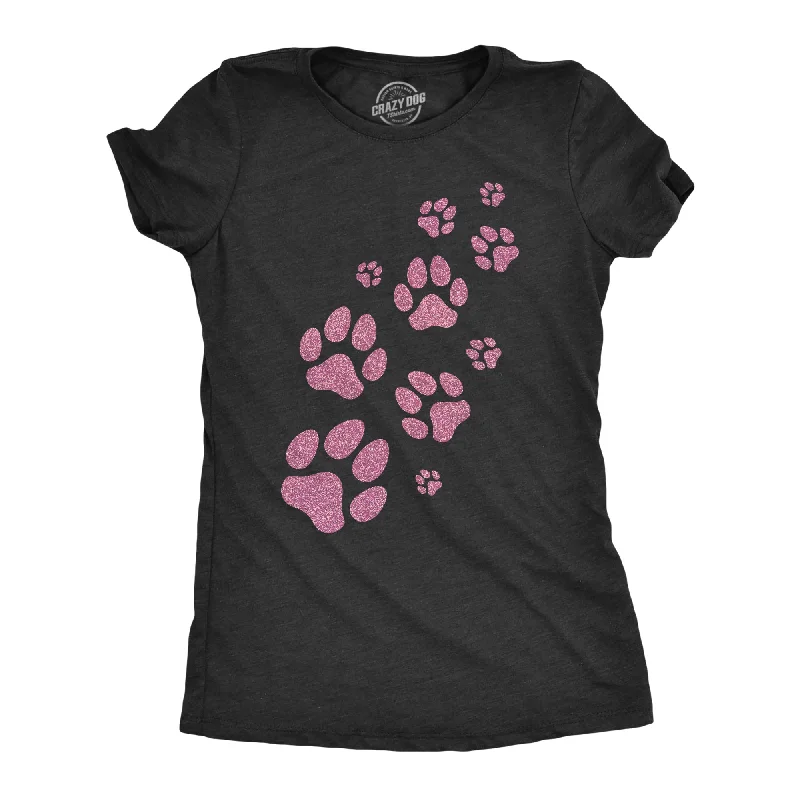 Glitter Dog Paw Prints Women's T Shirt