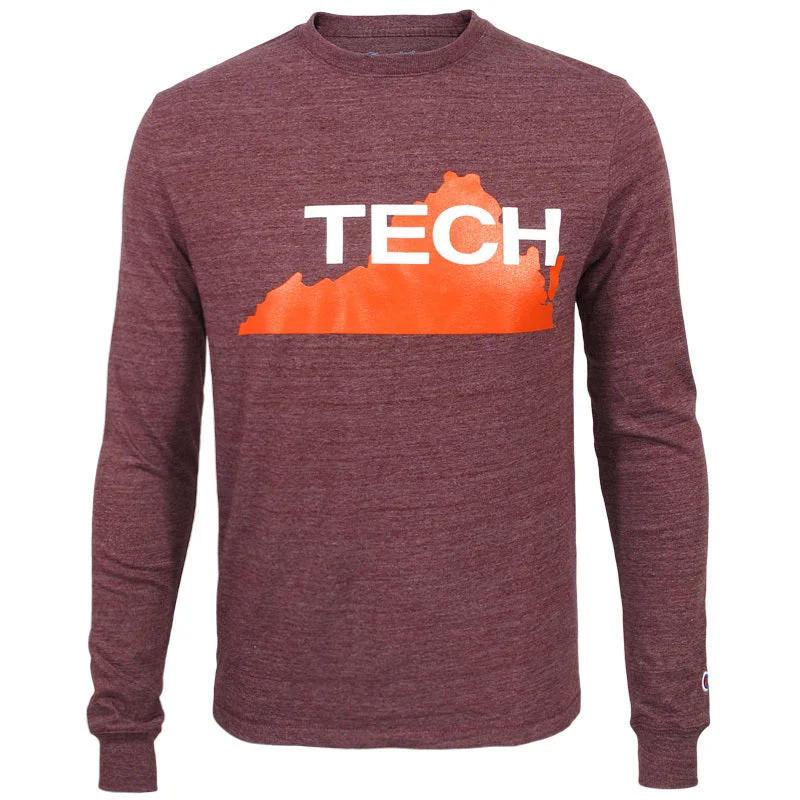 Virginia Tech Triumph Vault State Outline Long-Sleeved T-Shirt by Champion