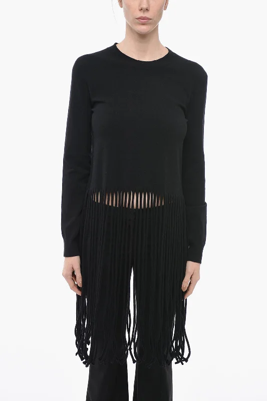 Bottega Veneta Wool Blend Sweater with Fringe Detail