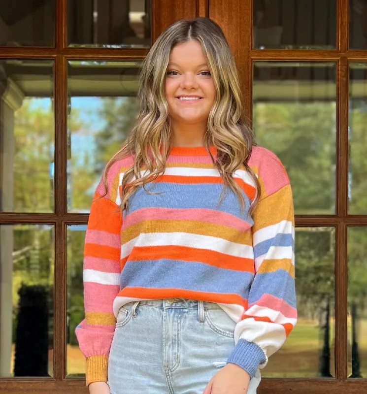 Annie Striped Sweater | Mustard Multi