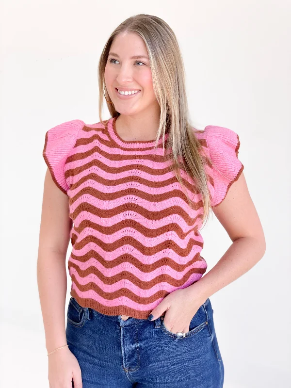 Edge Of Falling Sweater - Pinkberry Brick