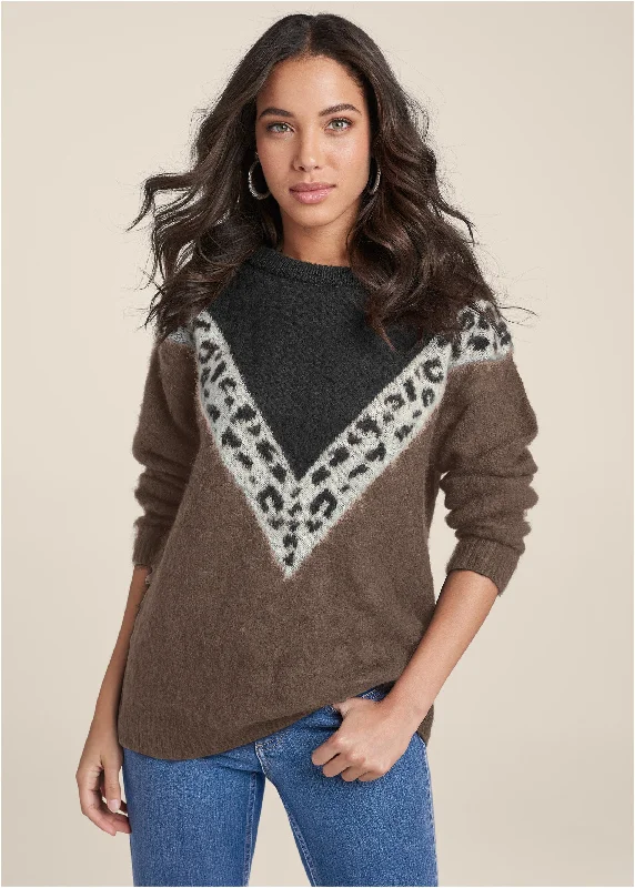 Leopard Stripe Sweater - Black Multi