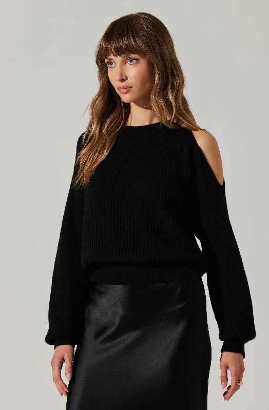 Millicent Ribbed Cold Shoulder Sweater