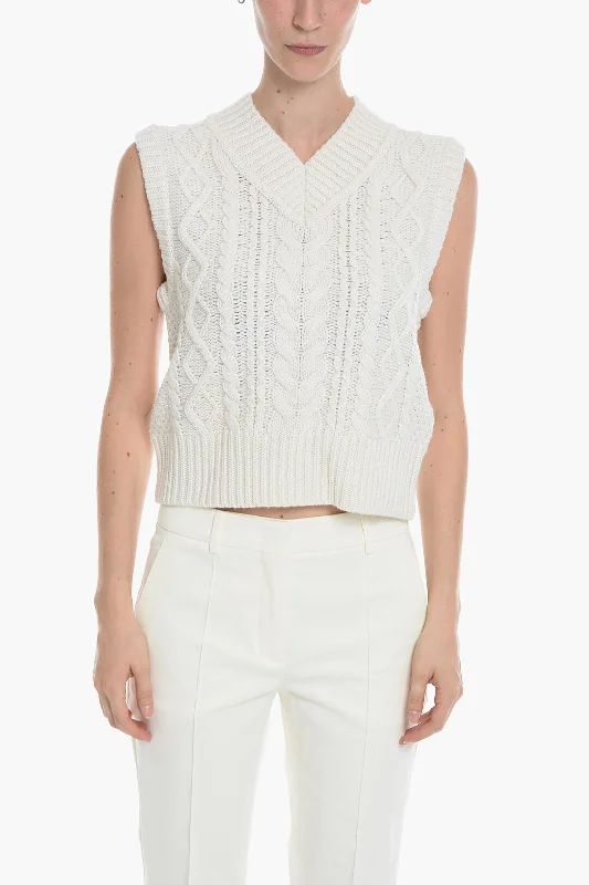 Samsoe Samsoe Cable Knit Sleeveless KAYA V-Neck Sweater