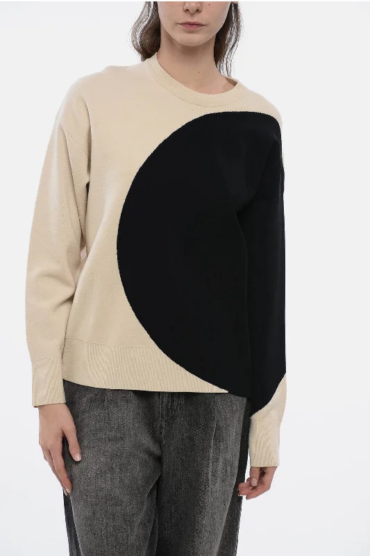 Tory Burch Crewneck Sweater with Color-Block Desing