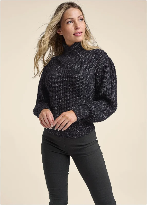 Wrapped Turtleneck Sweater - Black Multi