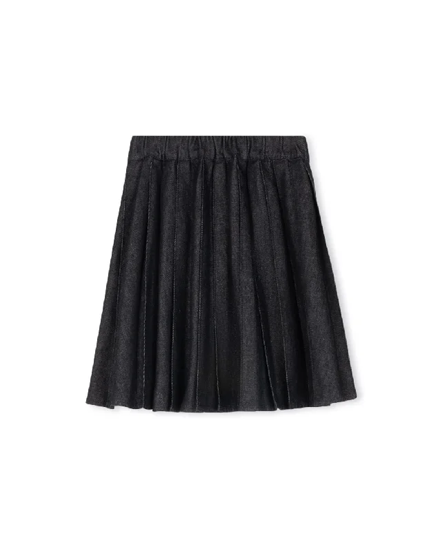 Denim Pleated Waisted Skirt