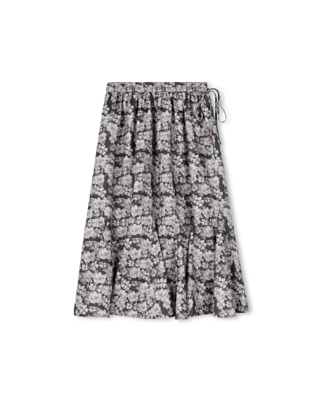 Floral Print Panel Creased Skirt