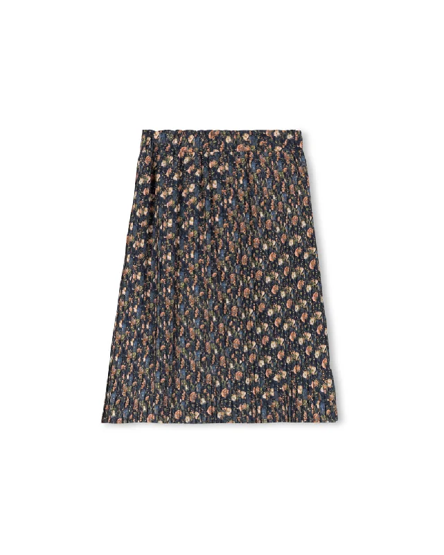 Kaler - Floral Printed Silk Crease Skirt