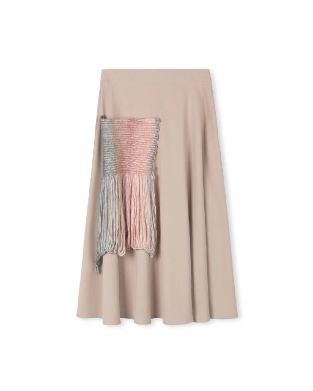 Misty - Stripe Knit Pocket Flare Skirt