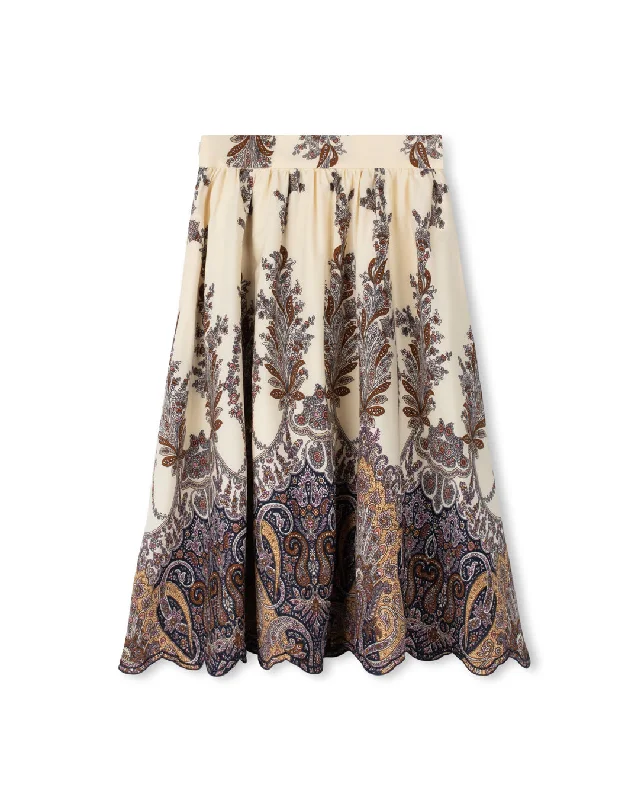 Paisley Printed Scallop Trimmed Skirt