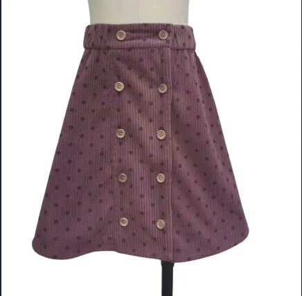 Partin - Corduroy Polka Dotted Skirt