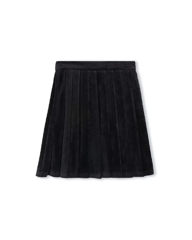 Pleated Velour Skirt