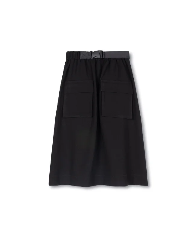 Ponte Pocket Buckle Waisted Skirt