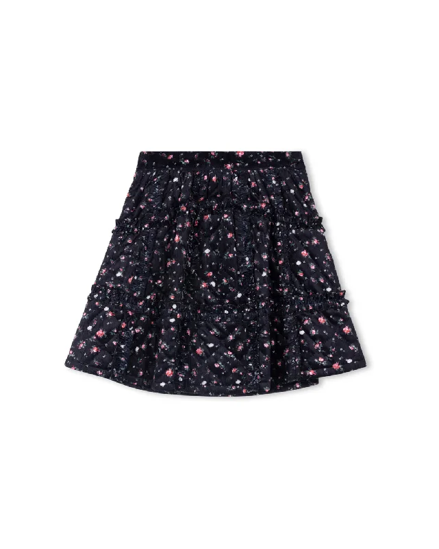 Rope - Quilted Floral Ruffle Detail Skirt