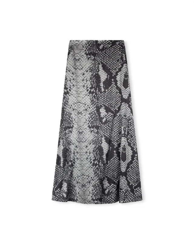 Snake Print Silk Skirt