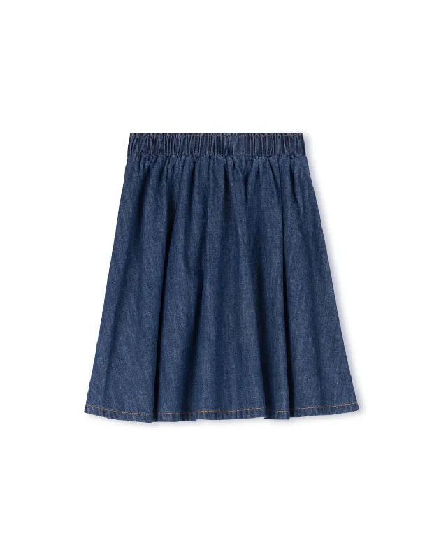 Thin Denim Flare Skirt