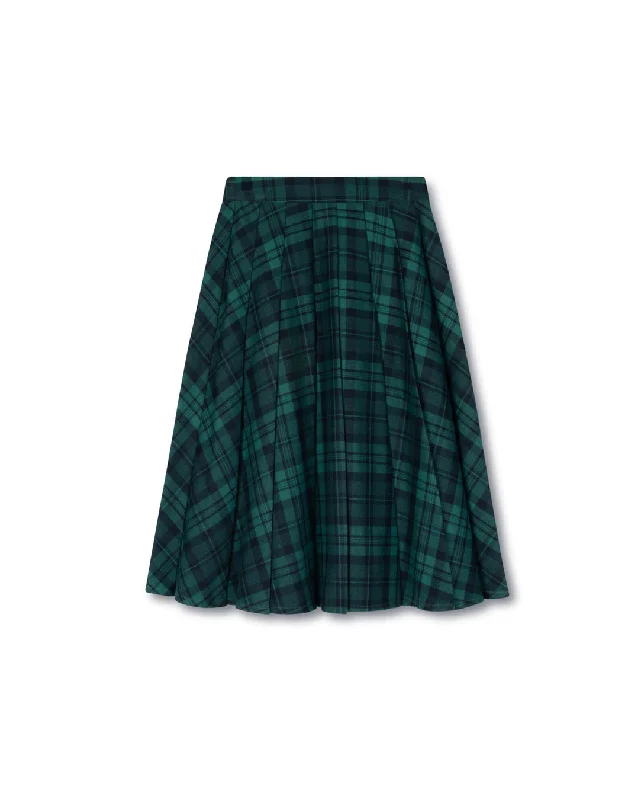 Wide Pleated Plaid Skirt