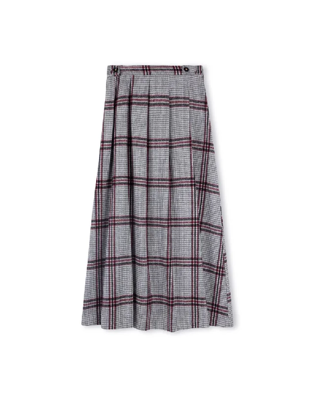 Wool Checkered Maxi Skirt