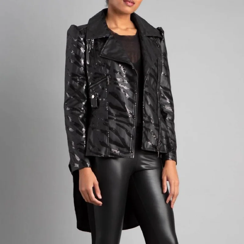 Bling Bling Zebra Hi Low Jacket In Black