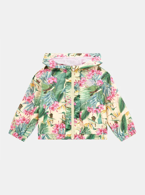 Floral Print Hooded Windbreaker Jacket (2-7)