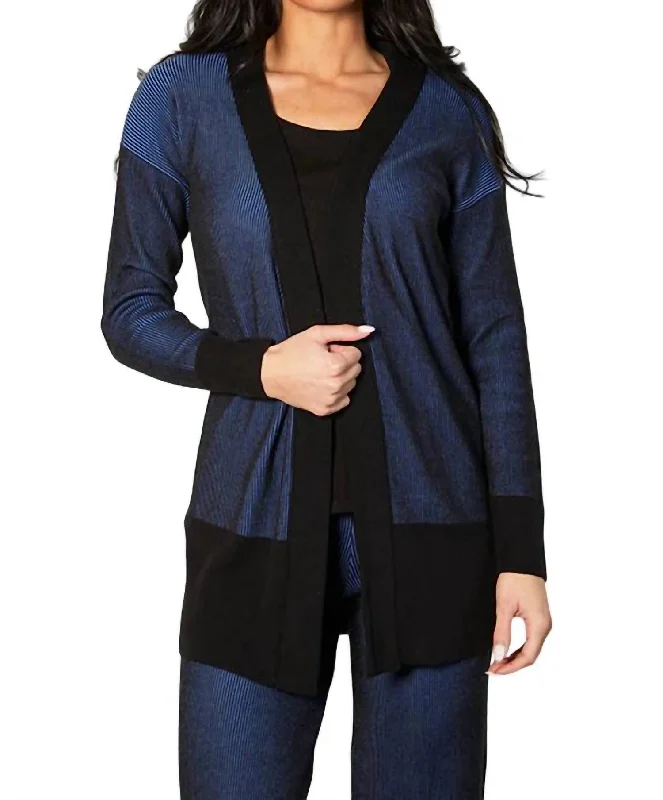 Two Tone Ribbed Jacket In Cadet