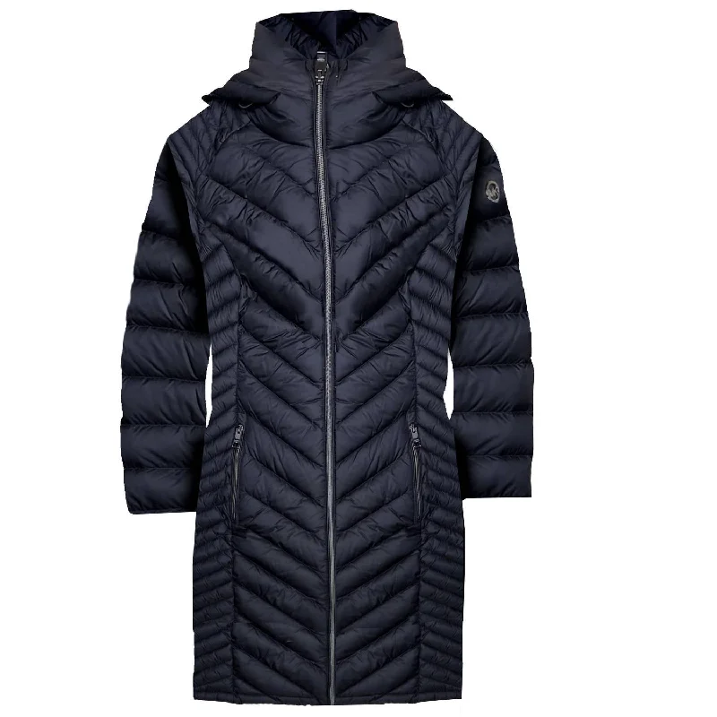 Women's Chevron Double Layer Zipper Packable Coat In Black