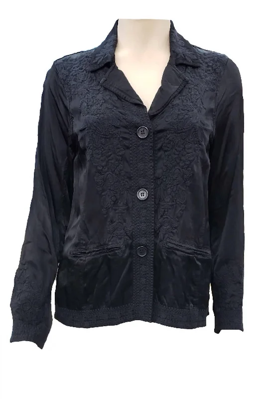 Women's Crosyen Satin Jacket In Black