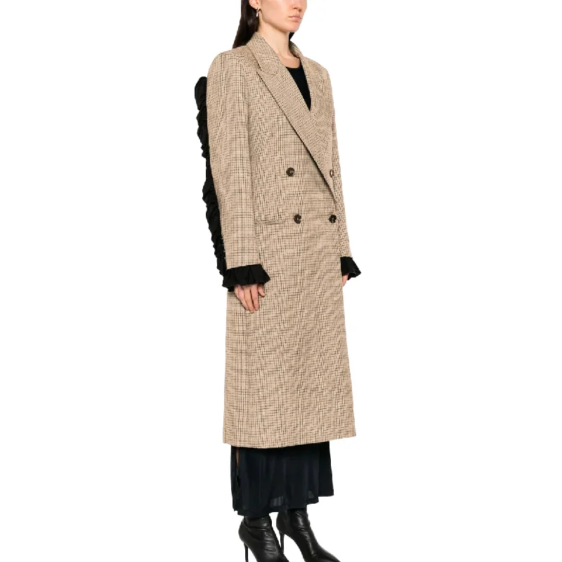 Women's Microcheck Wool Coat Sand