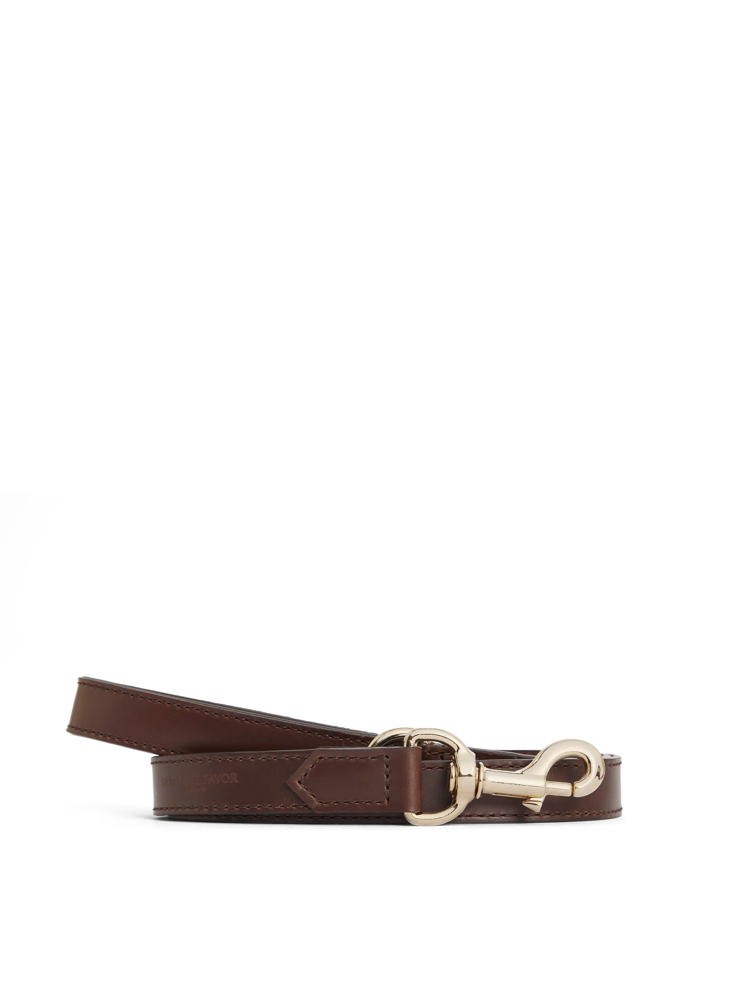 Fitzroy Wide Dog Lead - Mahogany Leather