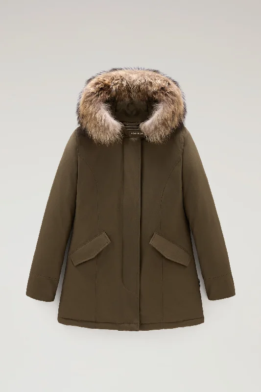 Arctic Parka in Ramar Cloth with Detachable Fur Trim Dark Green